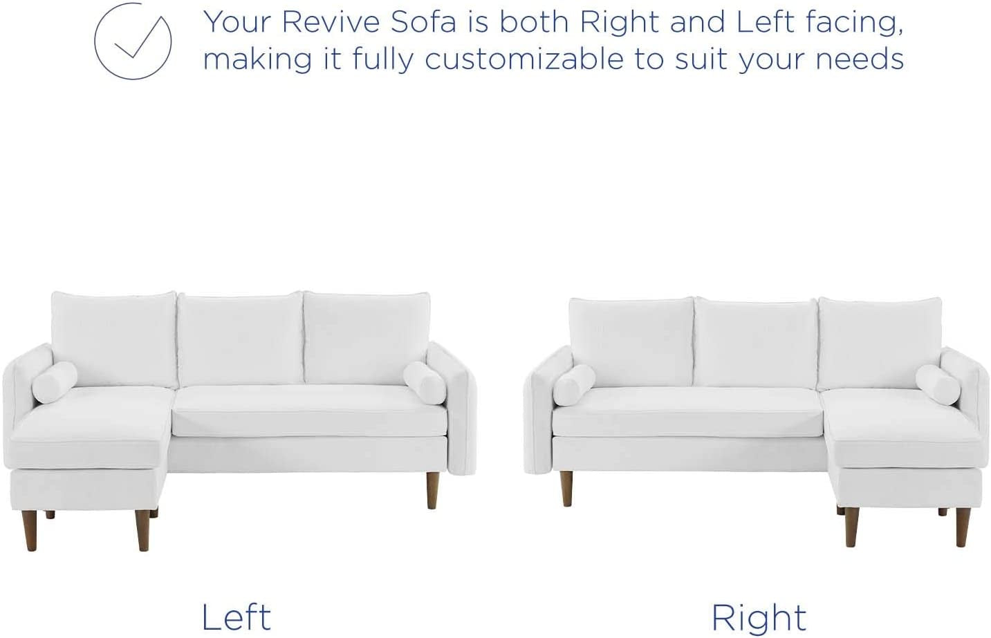 Revive Sofas, White, Right or Left Sectional Sofa