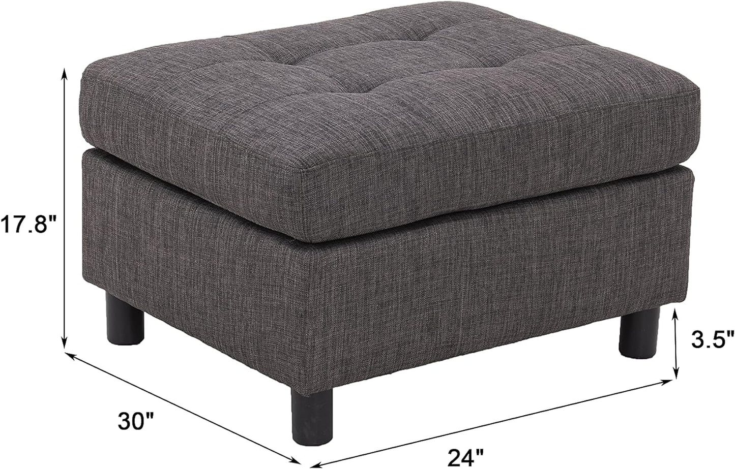 Small Footstool Ottoman Footrest Coffee Table Ottoman Rectangular Stool for Living Room Bedroom,Dark Grey