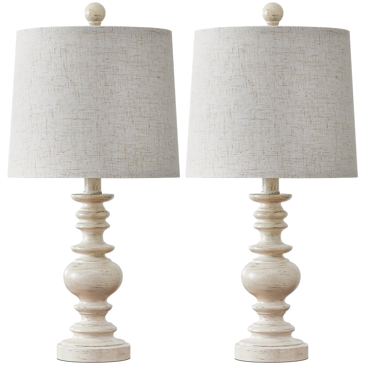 Resin Table Lamps Set of 2 20.5" Traditional Farmhouse Nightstand Bedside Lamps for Bedroom Living Room