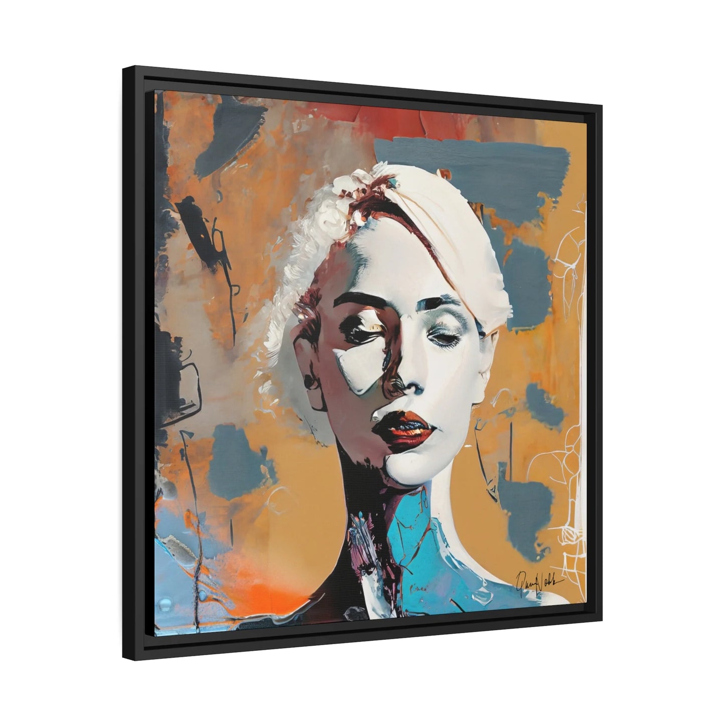 Woman Abstract Portrait - Canvas Wall Art with Frame